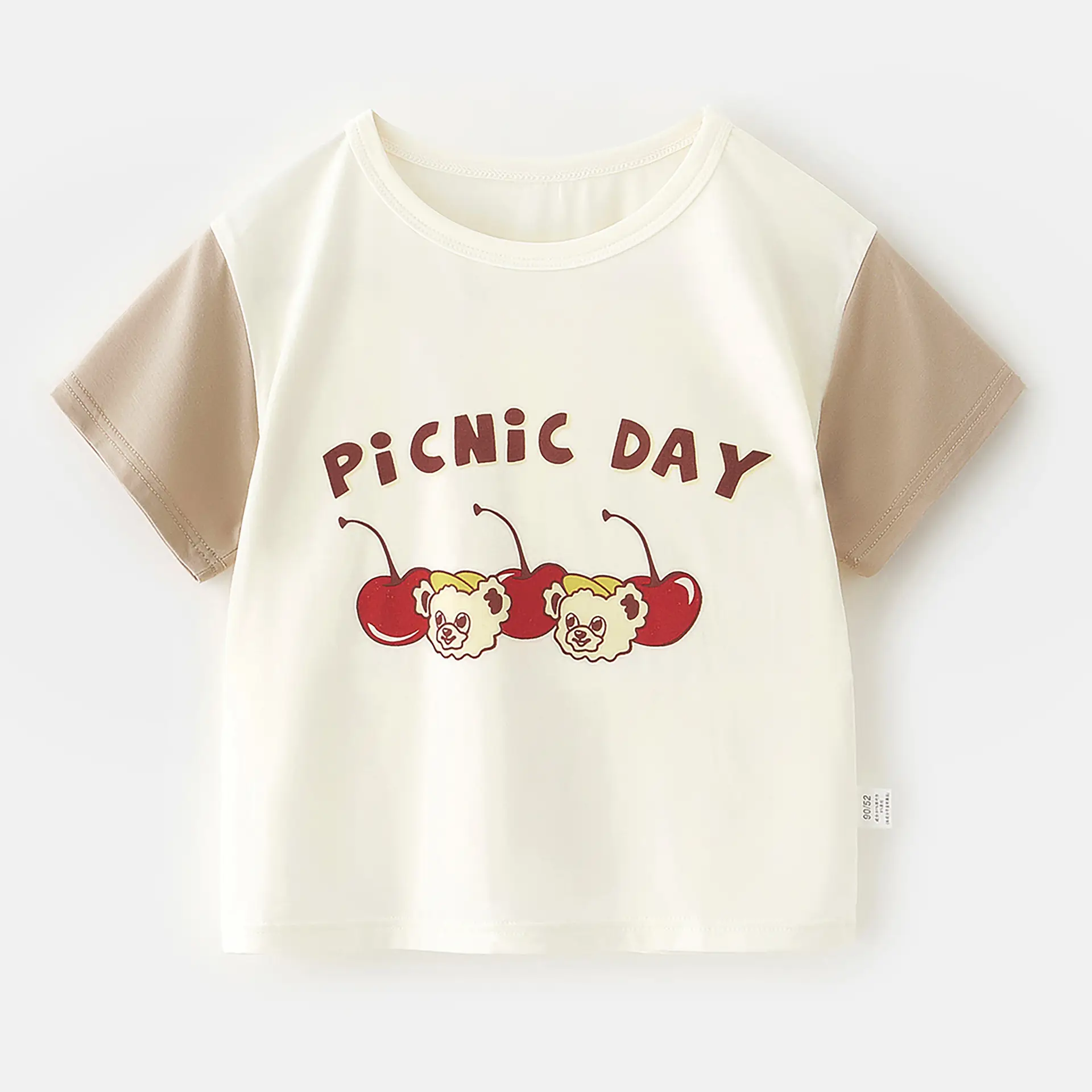 Baby's Cream Cake T-Shirt White Orange Short Sleeve