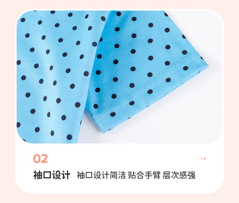 Cute Cat Print Girls Summer Dress Blue Peasant Skirt — feature 10