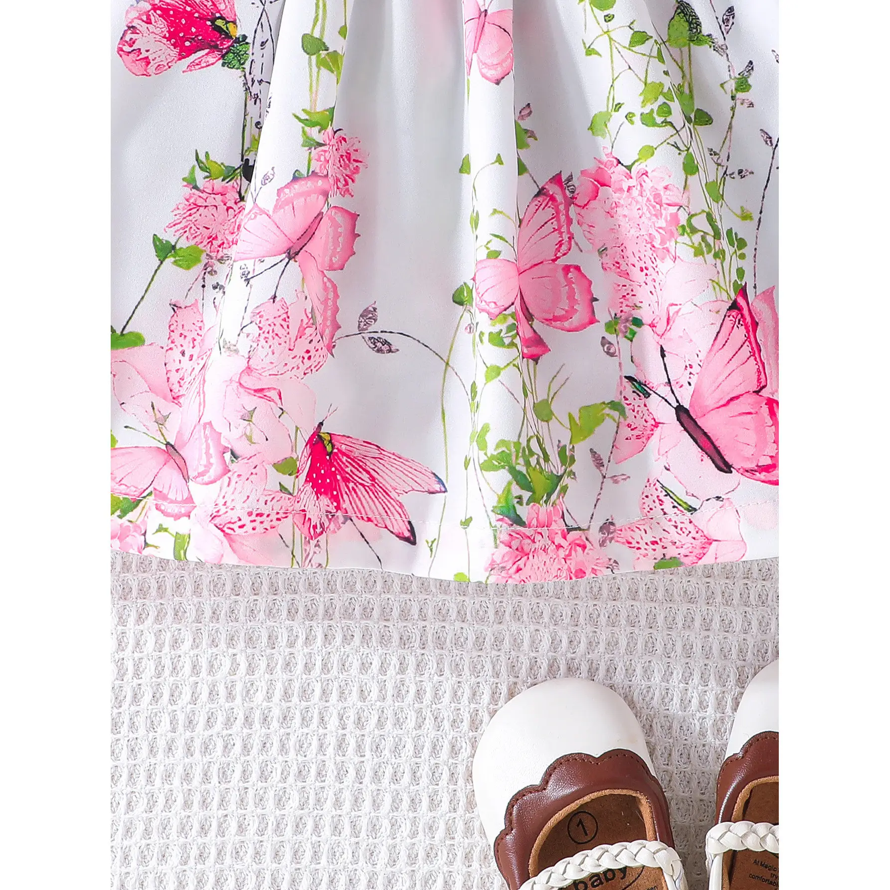 Green Bow Butterfly Print Baby Dress for Girls - Image 12