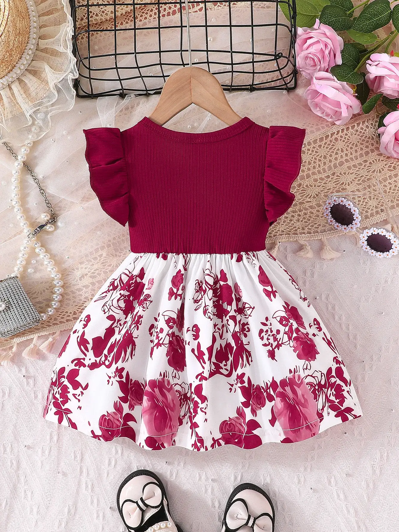 Green Bow Butterfly Print Baby Dress for Girls — feature 11