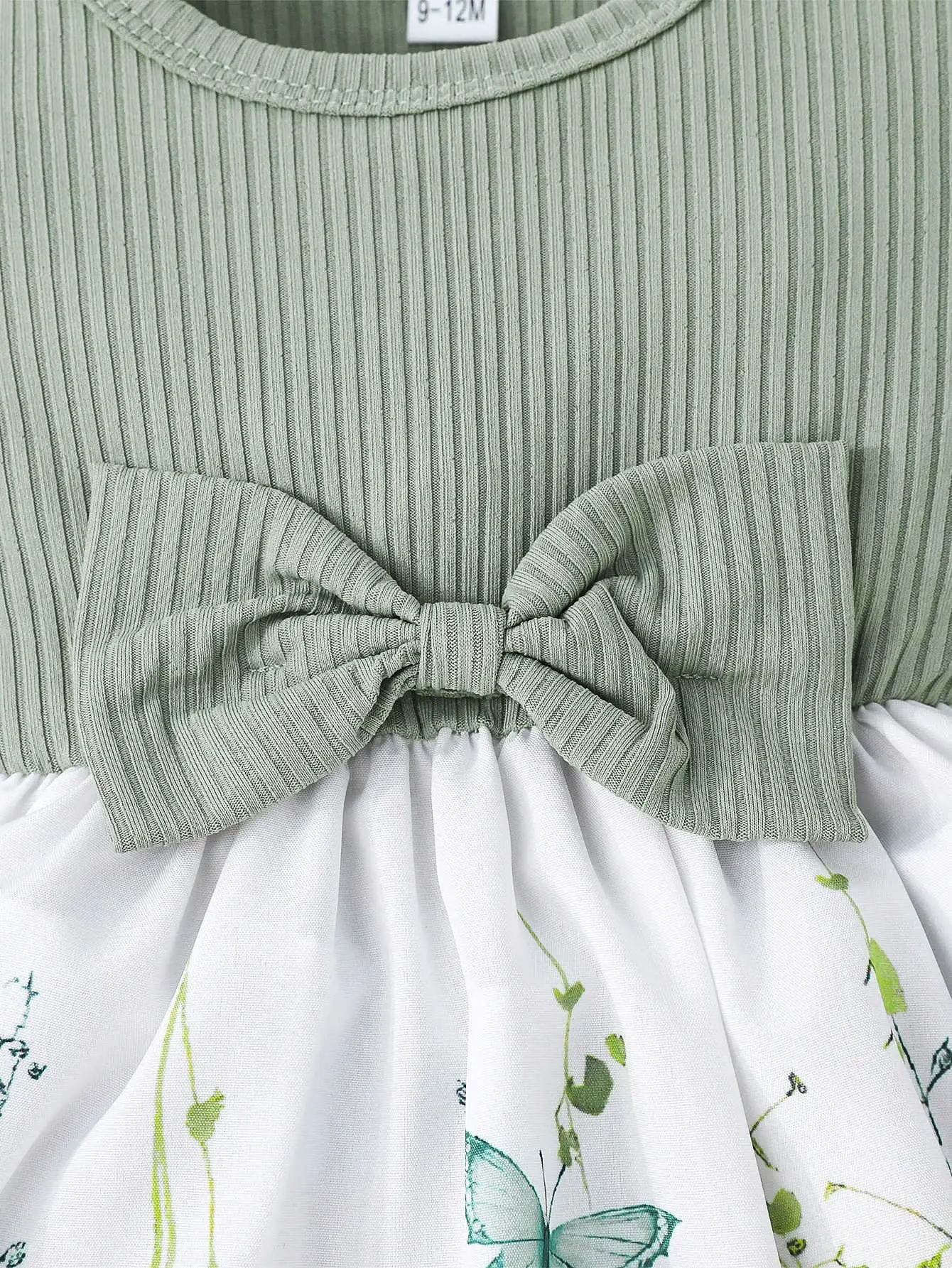 Green Bow Butterfly Print Baby Dress for Girls — feature 15