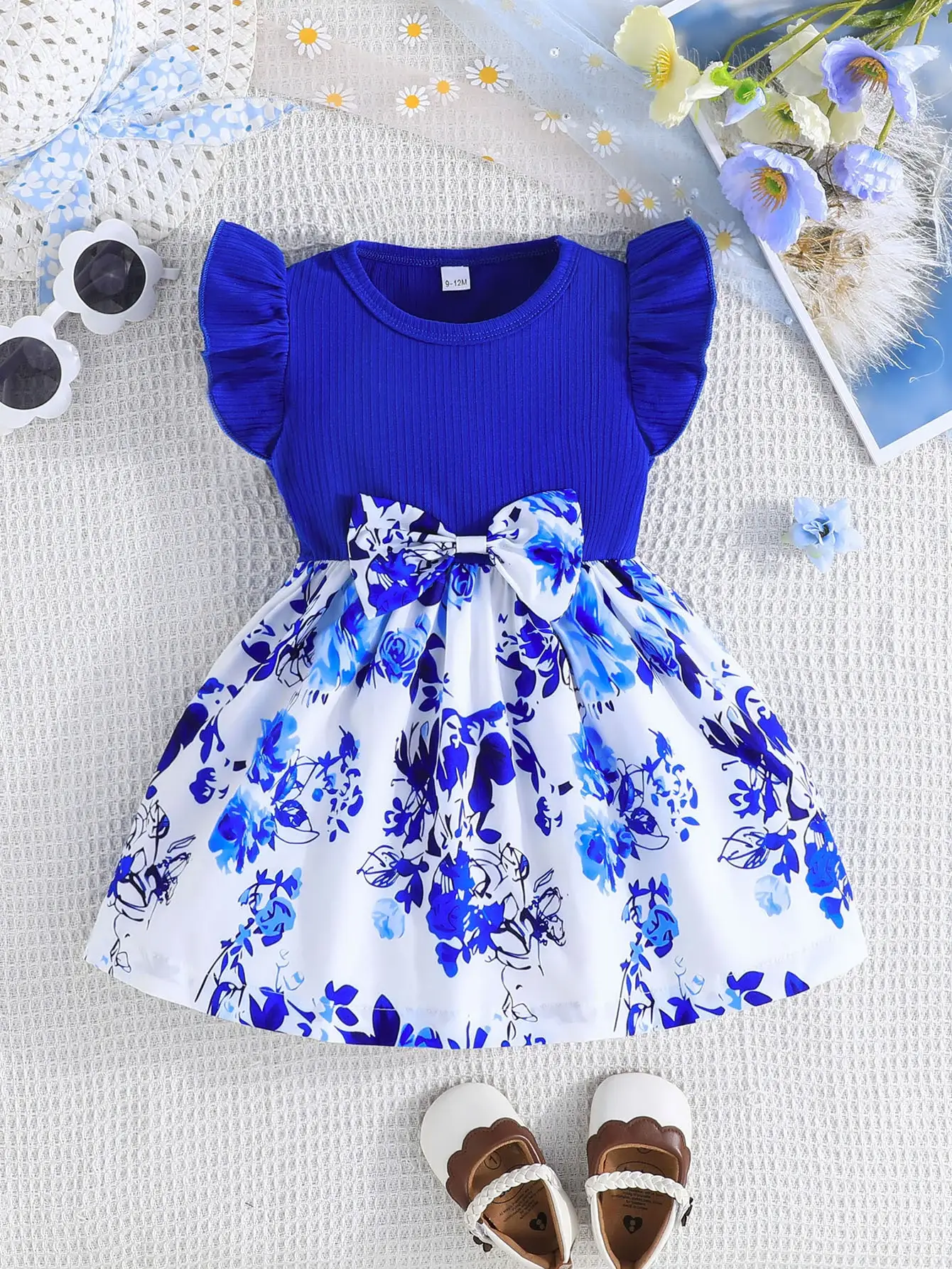 Green Bow Butterfly Print Baby Dress for Girls — feature 2