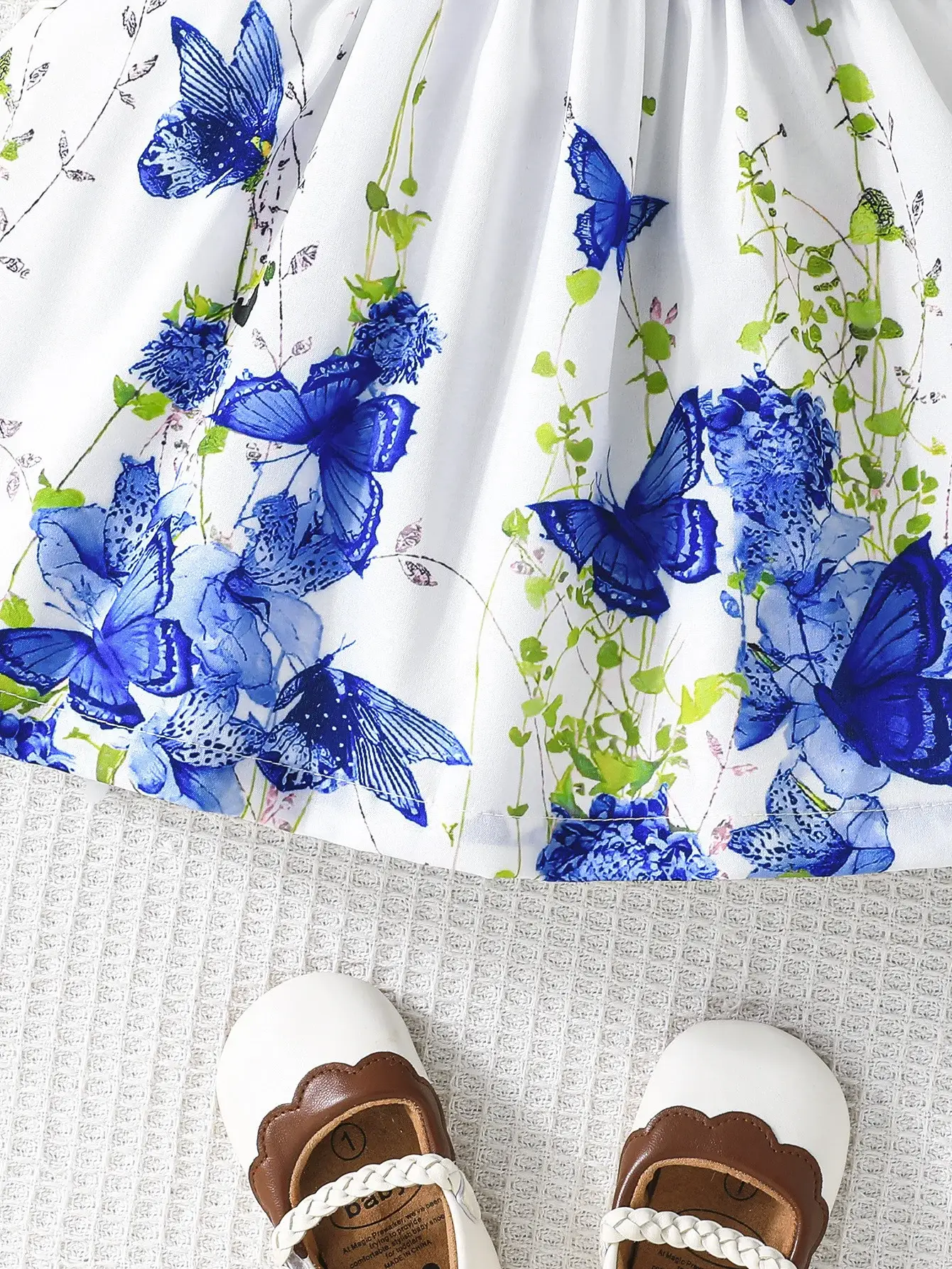 Green Bow Butterfly Print Baby Dress for Girls — feature 24