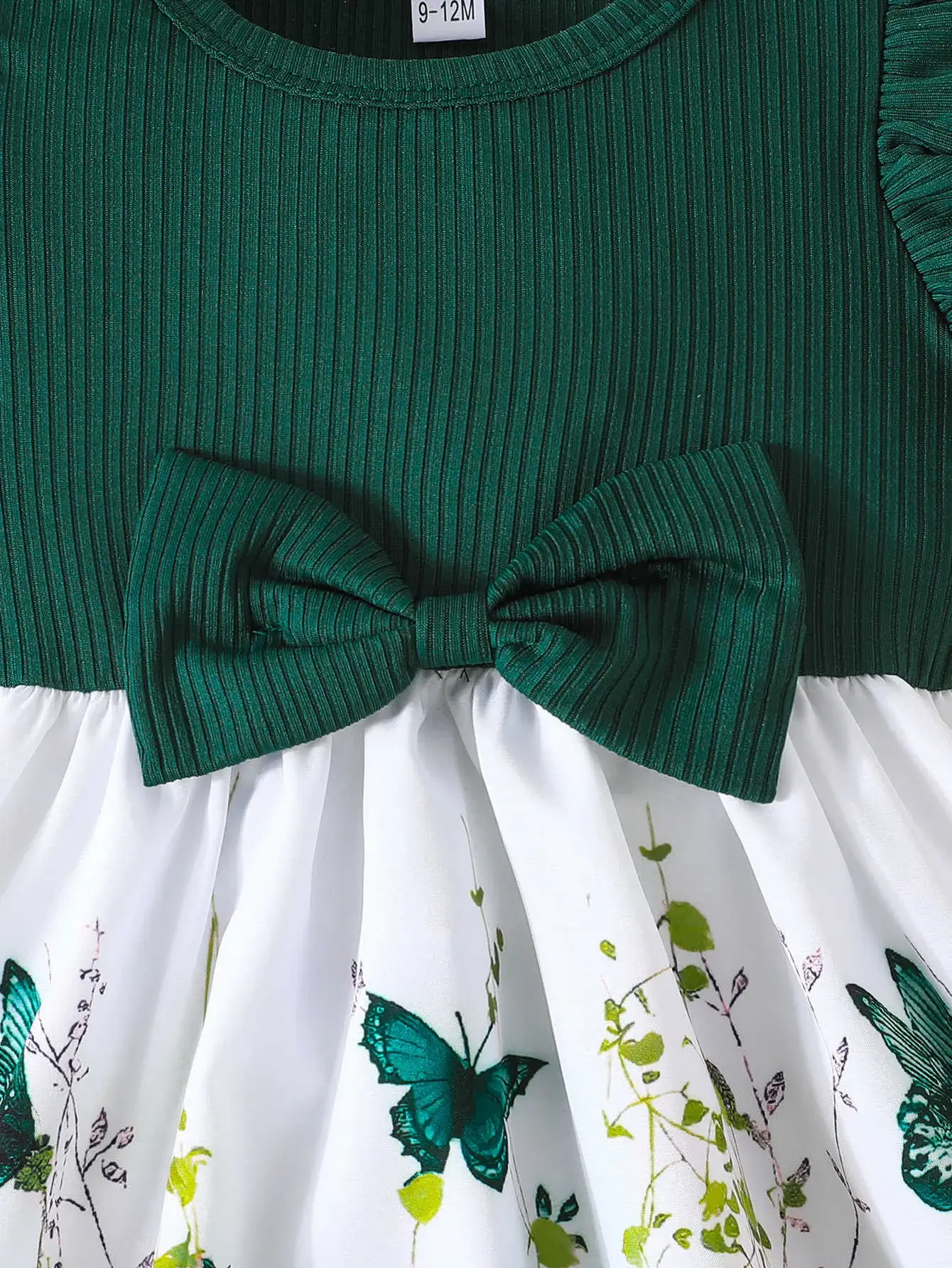 Green Bow Butterfly Print Baby Dress for Girls — feature 30