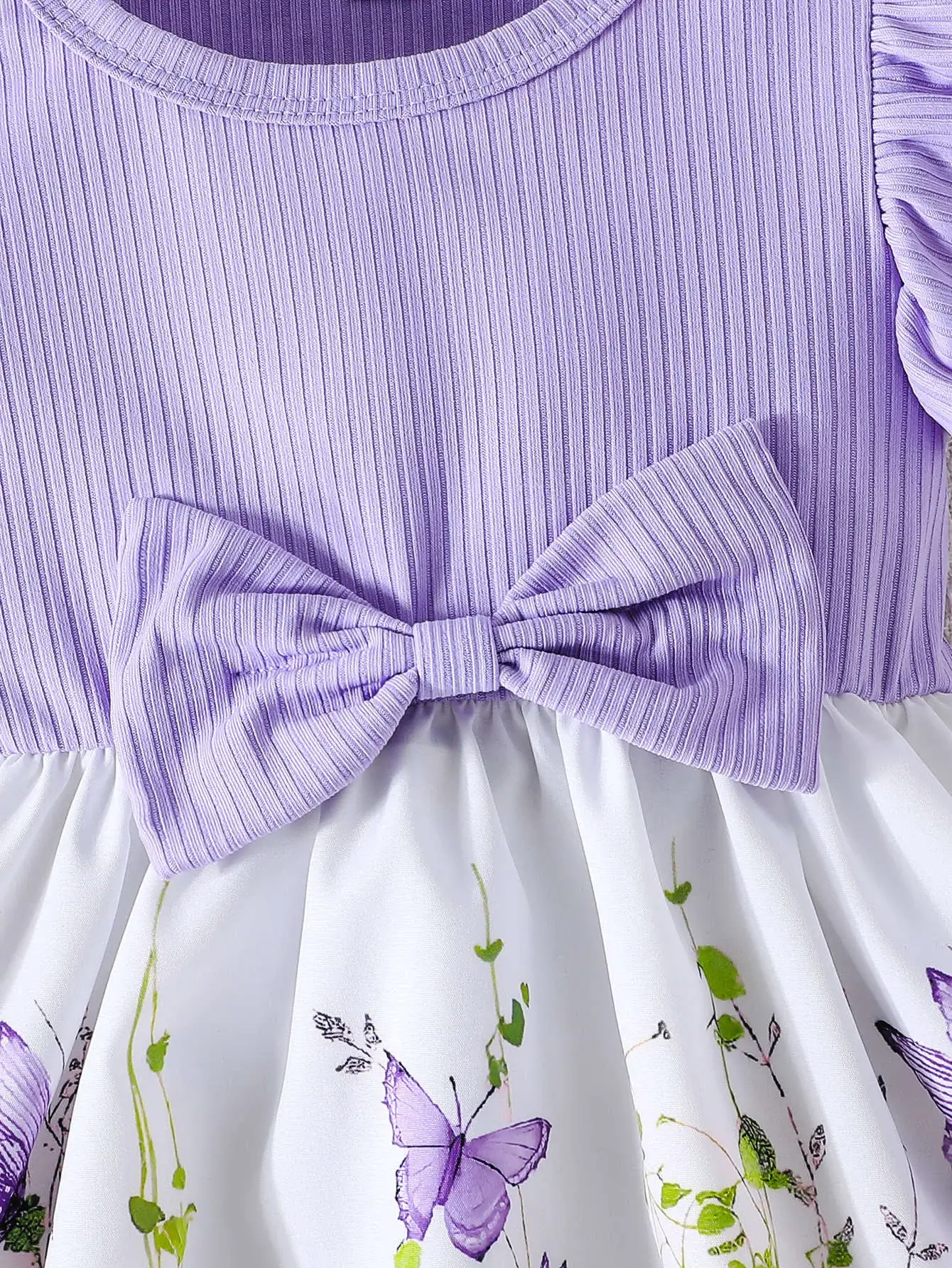 Green Bow Butterfly Print Baby Dress for Girls — feature 34