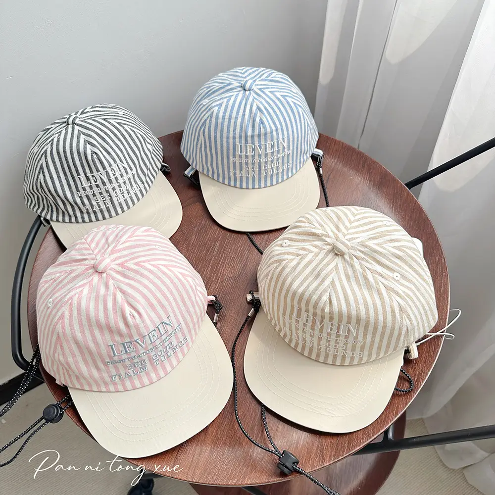 Parent-Child Striped Baseball Caps Thin Small