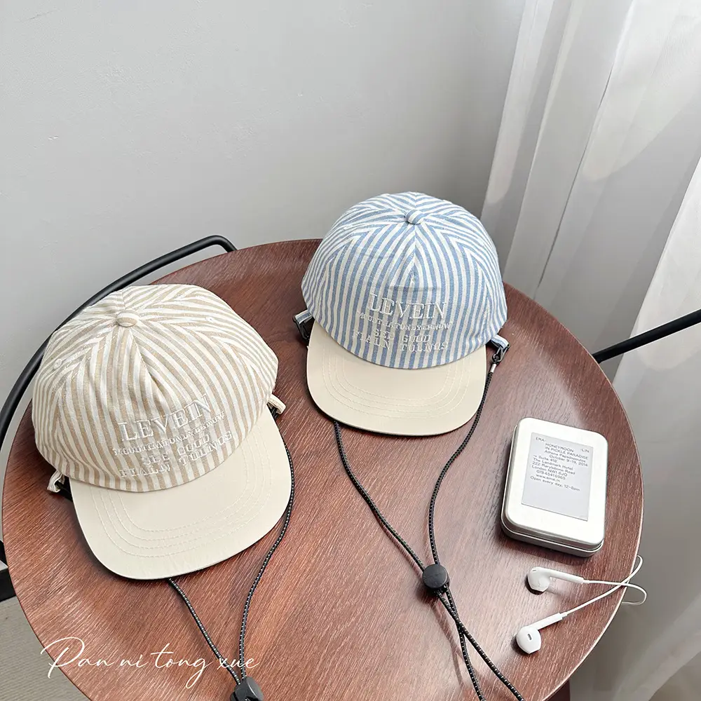 Parent-Child Striped Baseball Caps Thin Small