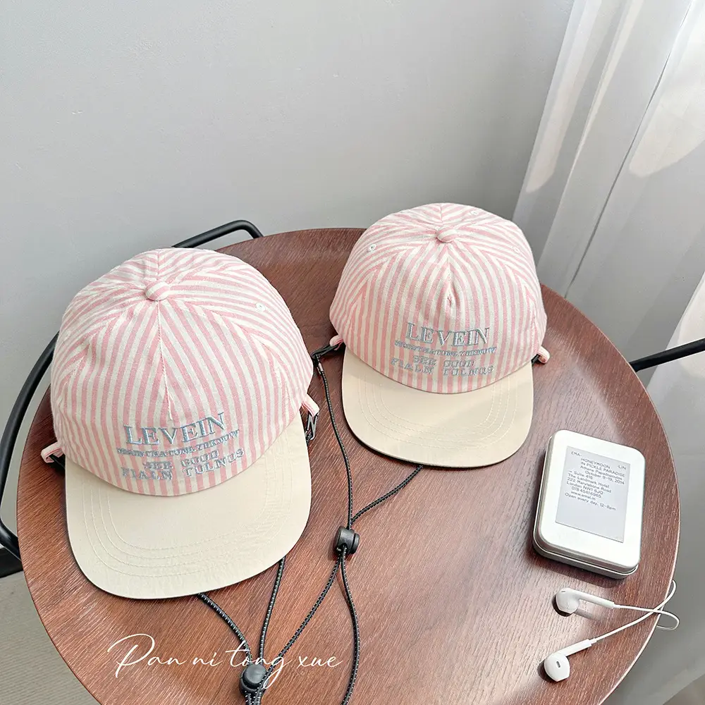 Parent-Child Striped Baseball Caps Thin Small