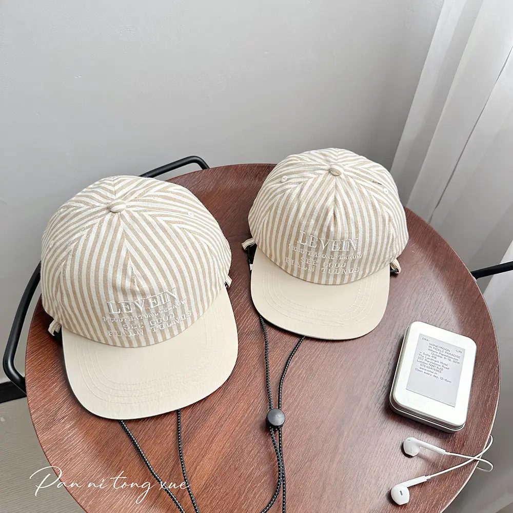 Parent-Child Striped Baseball Caps Thin Small