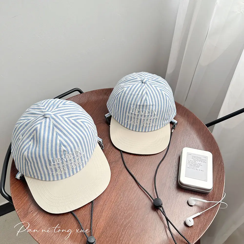 Parent-Child Striped Baseball Caps Thin Small