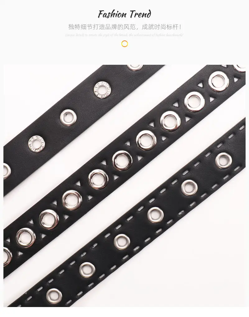 Women's Black Leather Belt with Silver Buckle — feature 12