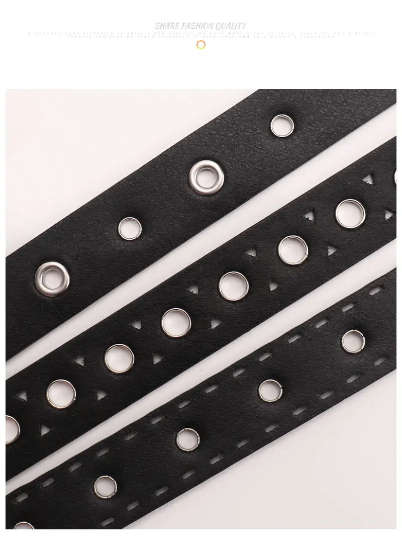 Women's Black Leather Belt with Silver Buckle — feature 21