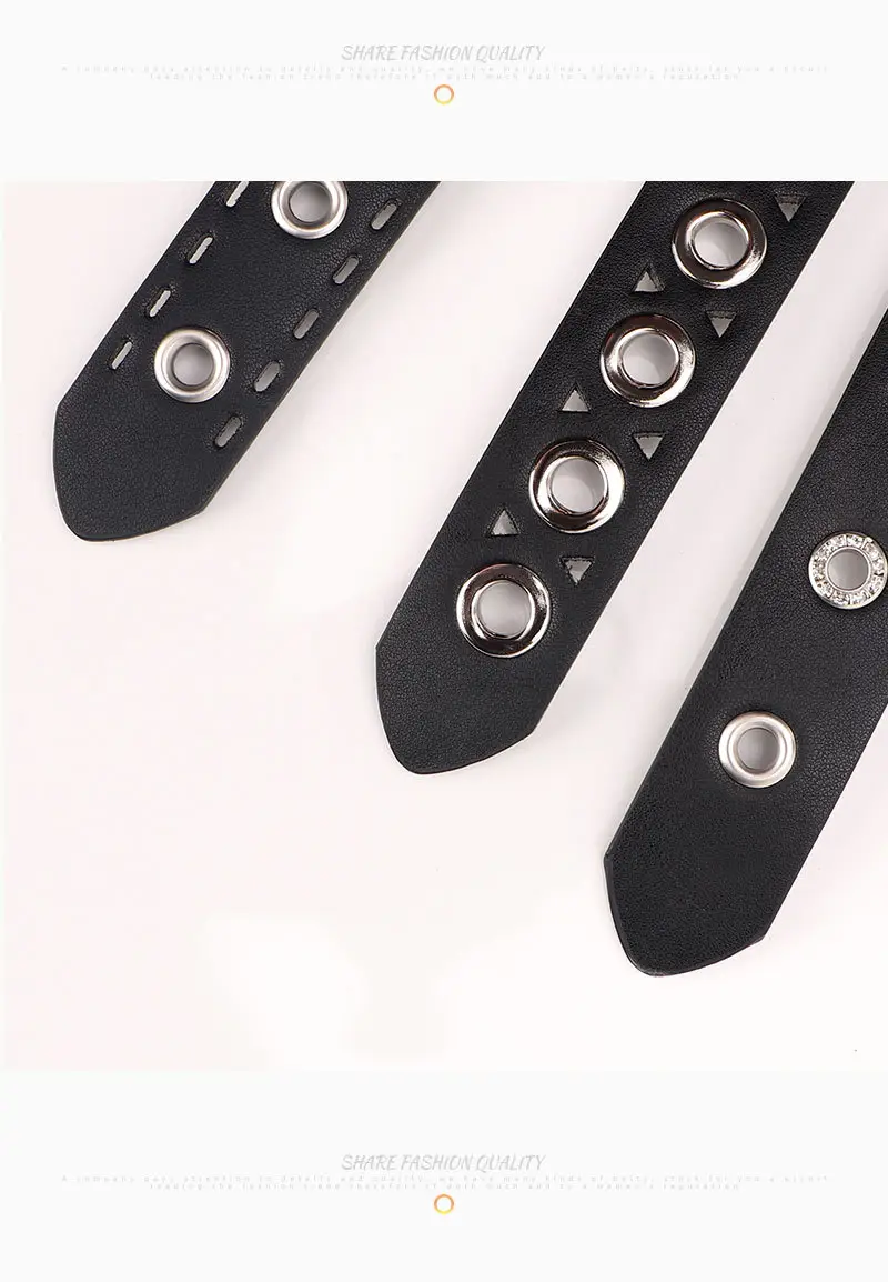 Women's Black Leather Belt with Silver Buckle — feature 23