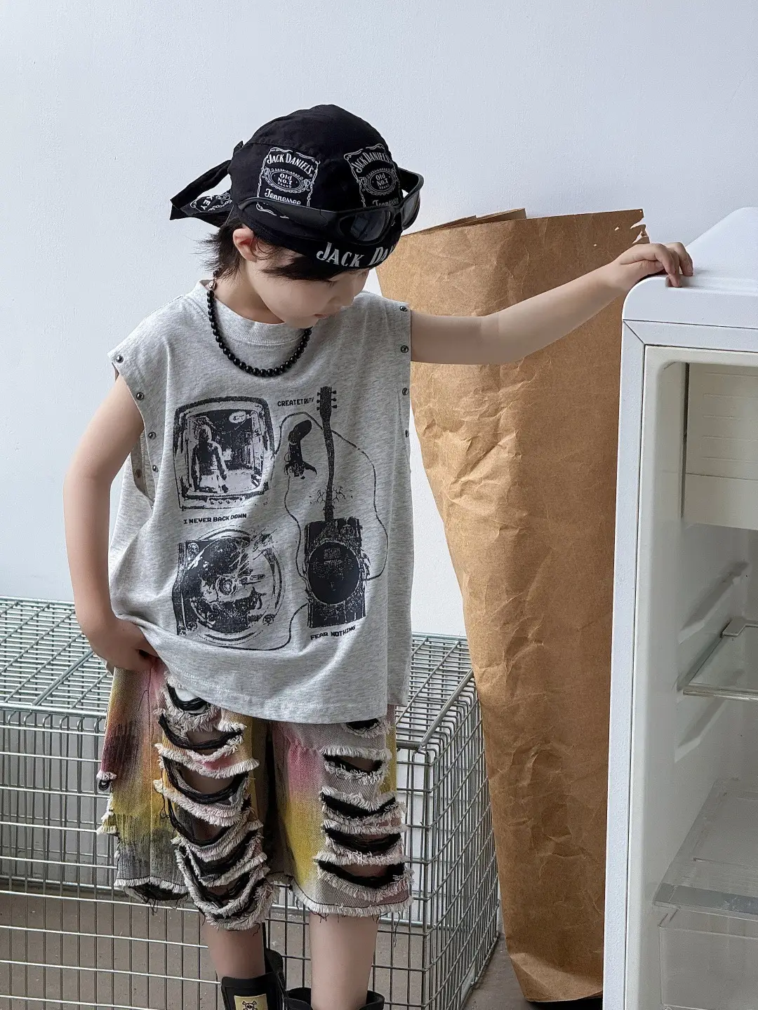Boys Korean Sleeveless Vest T-Shirt 2025 Summer