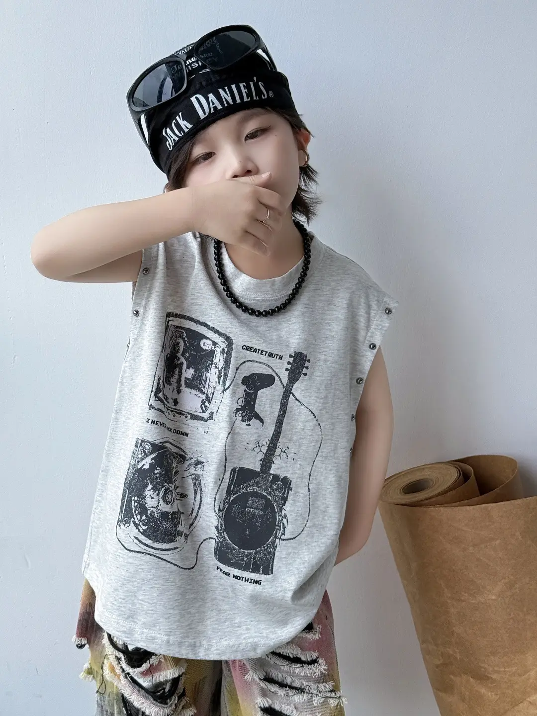 Boys Korean Sleeveless Vest T-Shirt 2025 Summer