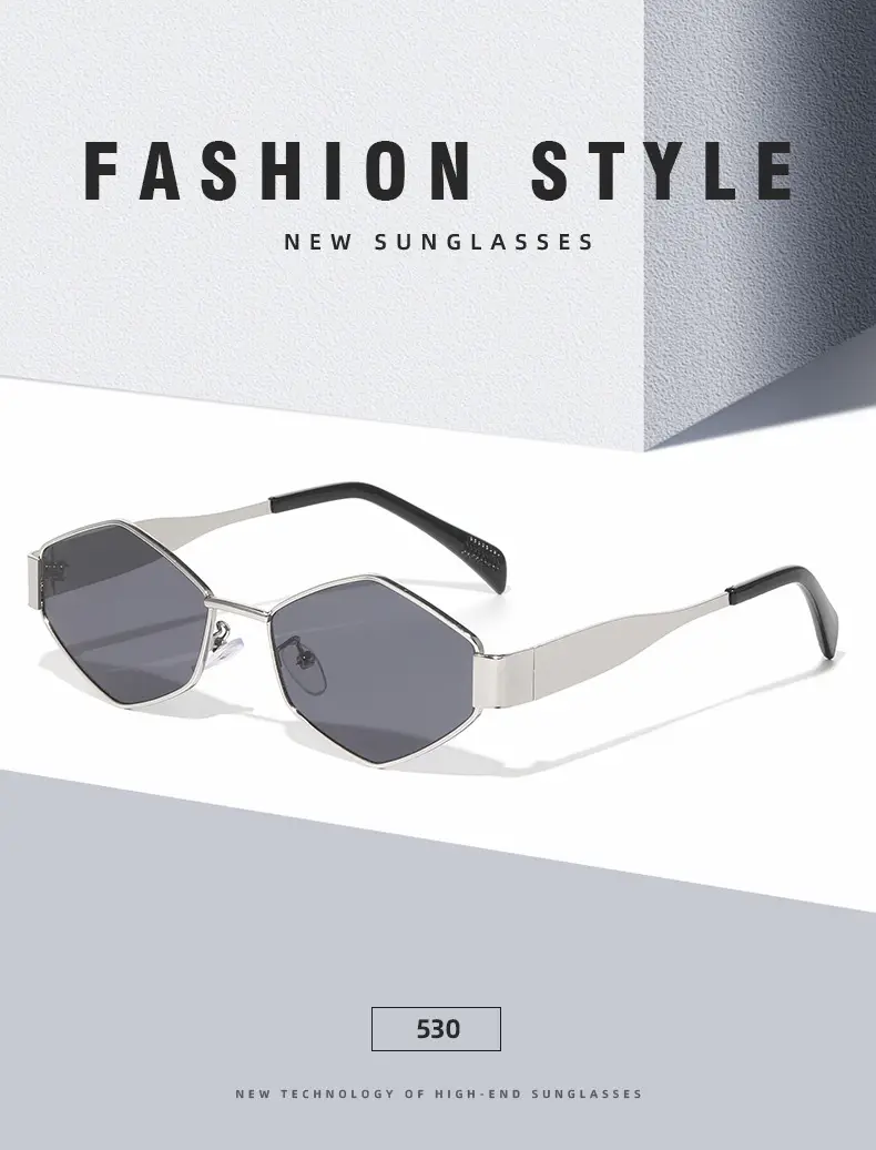 2025 Women Polygon Diamond Metal Sunglasses — feature 11