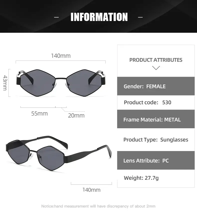 2025 Women Polygon Diamond Metal Sunglasses — feature 12