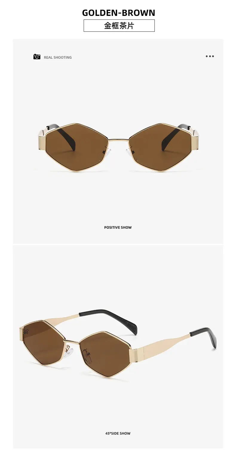 2025 Women Polygon Diamond Metal Sunglasses — feature 17