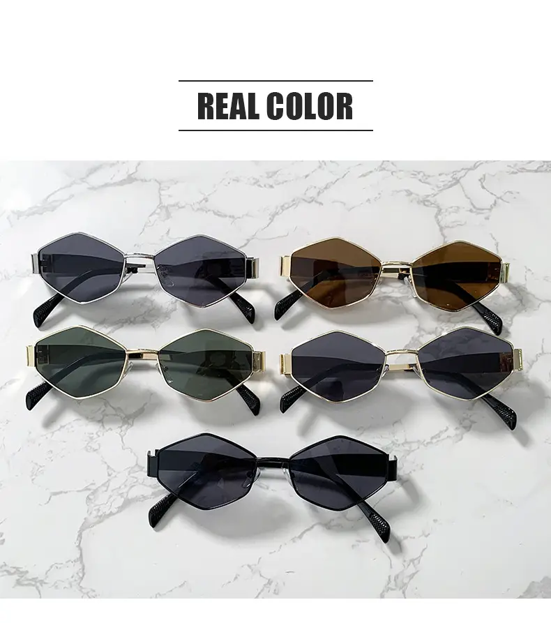 2025 Women Polygon Diamond Metal Sunglasses — feature 19