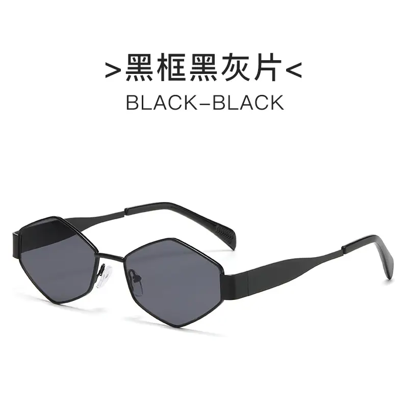 2025 Women Polygon Diamond Metal Sunglasses