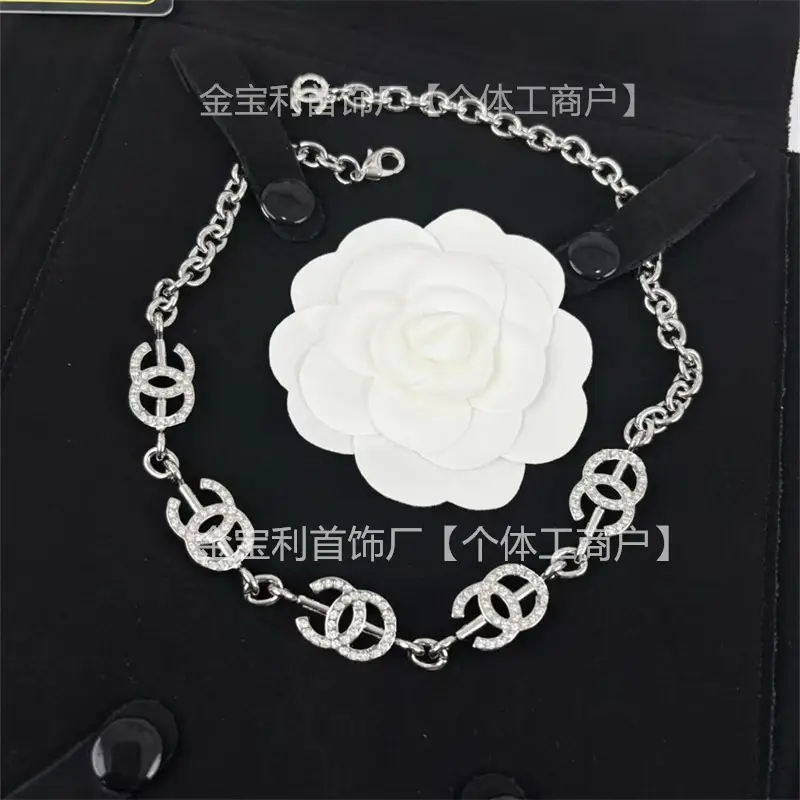 Gold Double C Letter Pearl Necklace for Women - Image 48