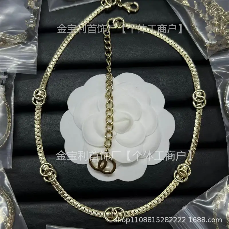 Gold Double C Letter Pearl Necklace for Women — feature 6