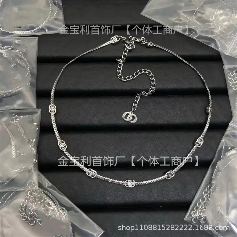 Gold Double C Letter Pearl Necklace for Women — feature 8
