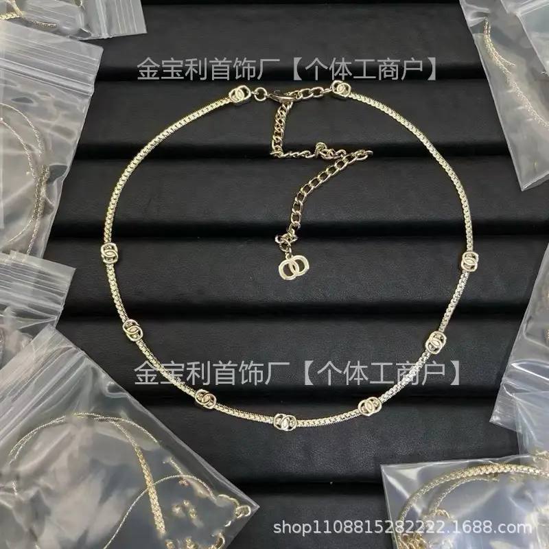 Gold Double C Letter Pearl Necklace for Women — feature 9