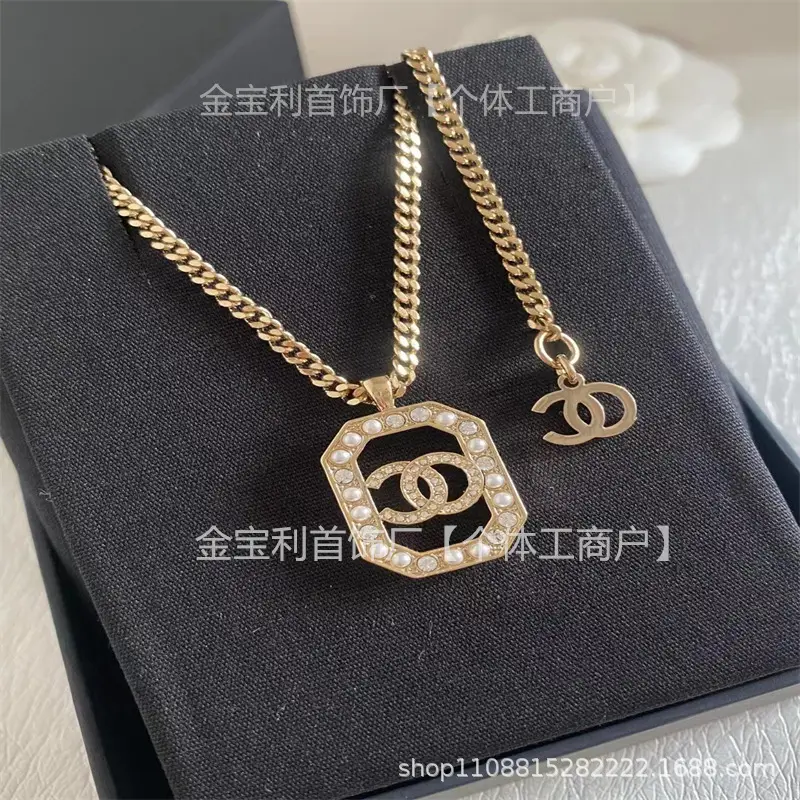 Gold Double C Letter Pearl Necklace for Women - Image 13