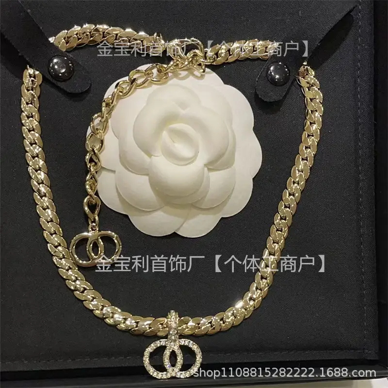 Gold Double C Letter Pearl Necklace for Women - Image 16