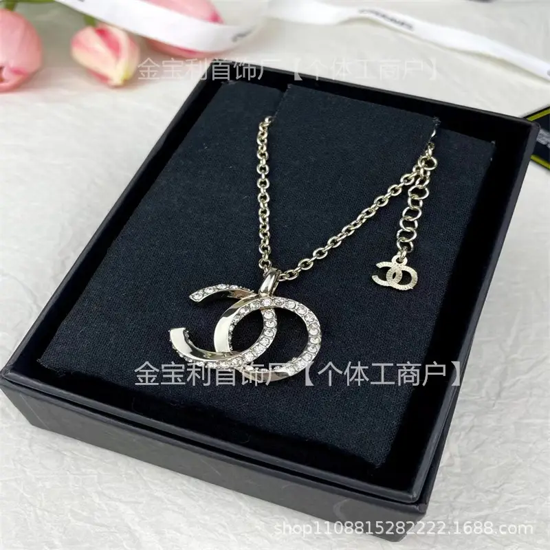Gold Double C Letter Pearl Necklace for Women - Image 21