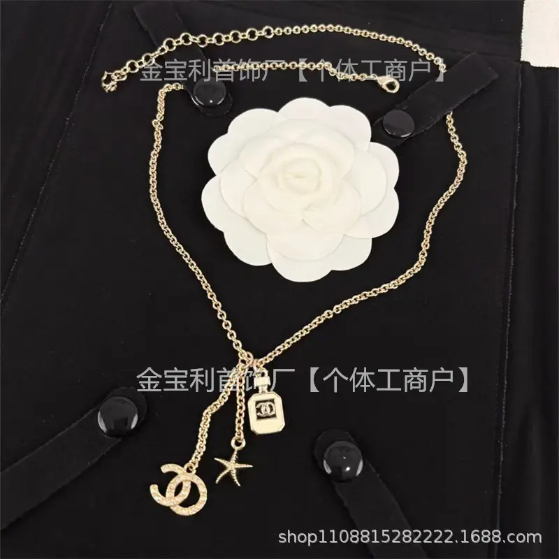Gold Double C Letter Pearl Necklace for Women - Image 25