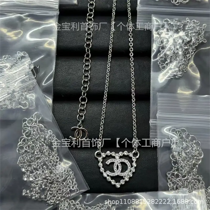 Gold Double C Letter Pearl Necklace for Women - Image 30