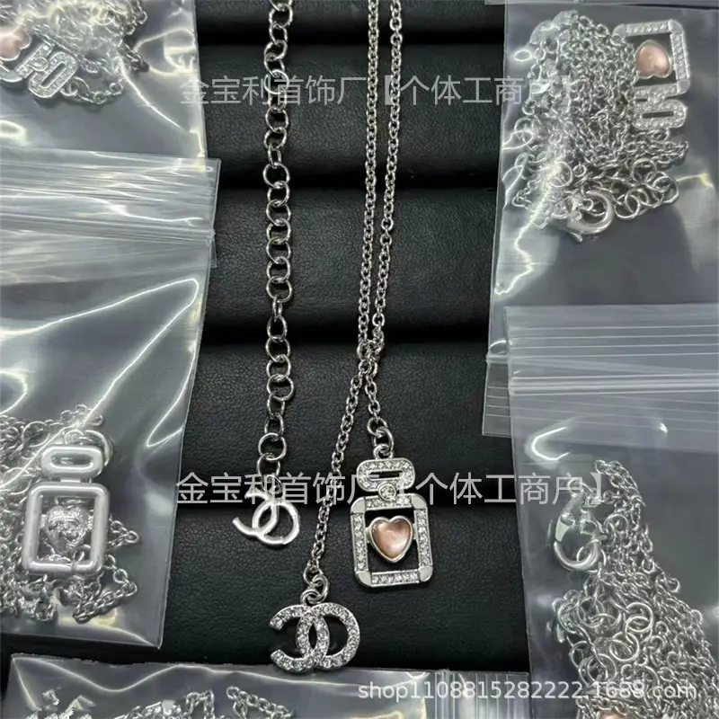 Gold Double C Letter Pearl Necklace for Women - Image 32