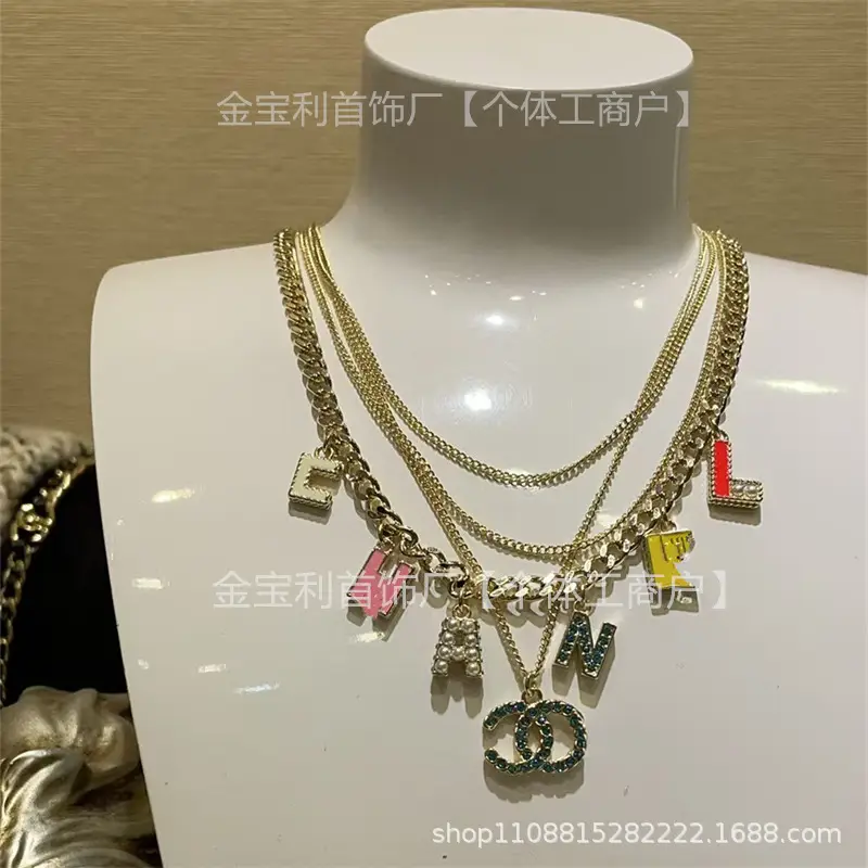 Gold Double C Letter Pearl Necklace for Women - Image 34