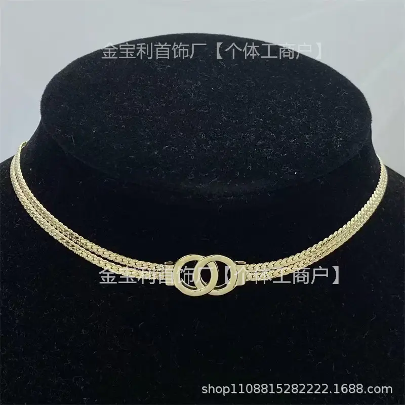 Gold Double C Letter Pearl Necklace for Women - Image 7
