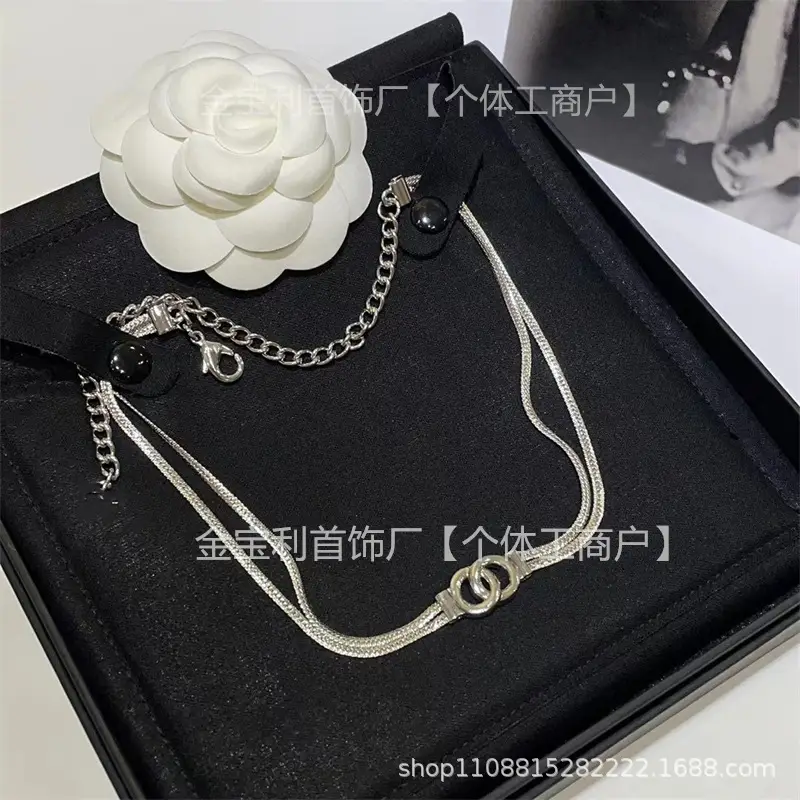 Gold Double C Letter Pearl Necklace for Women - Image 8