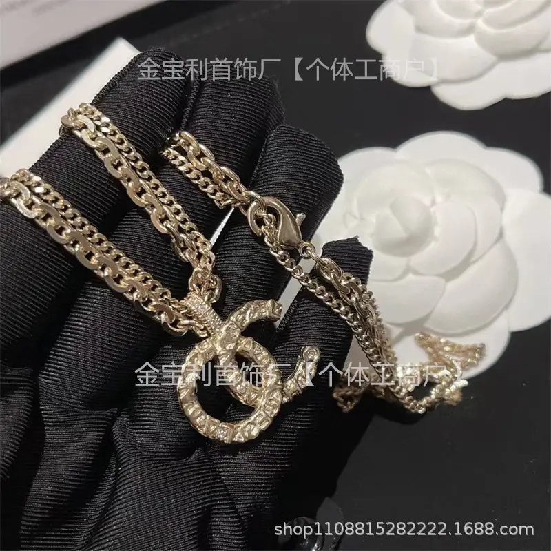 Gold Double C Letter Pearl Necklace for Women - Image 9