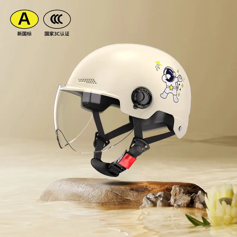 Men's 3C Certified Motorcycle Safety Helmet Cream - Image 6