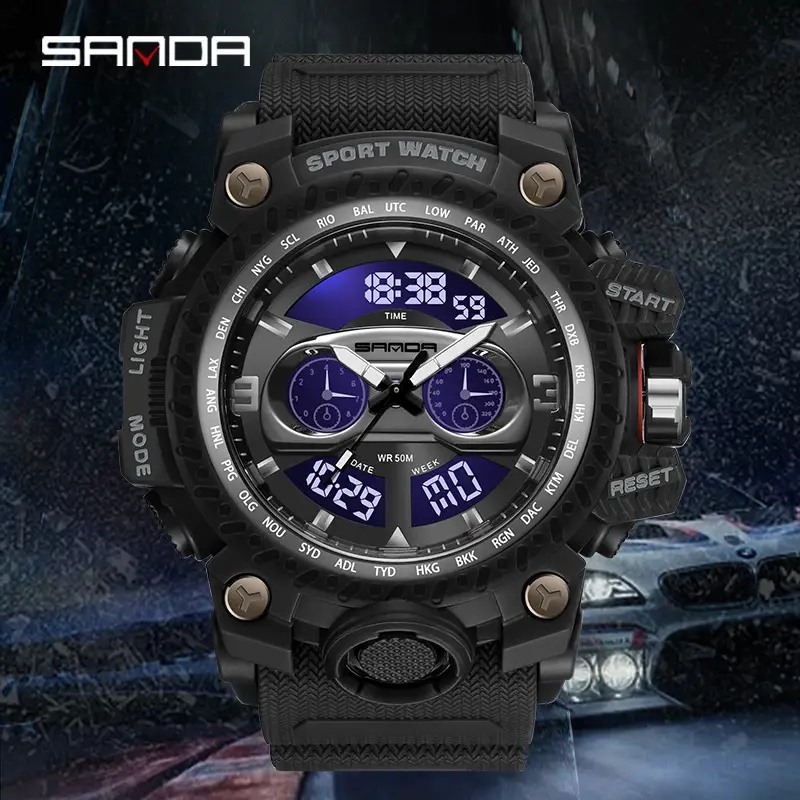 Sanda Sport Multi-Functional Green Watch for Men - Image 13