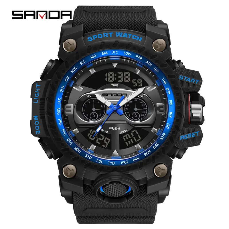 Sanda Sport Multi-Functional Green Watch for Men - Image 4