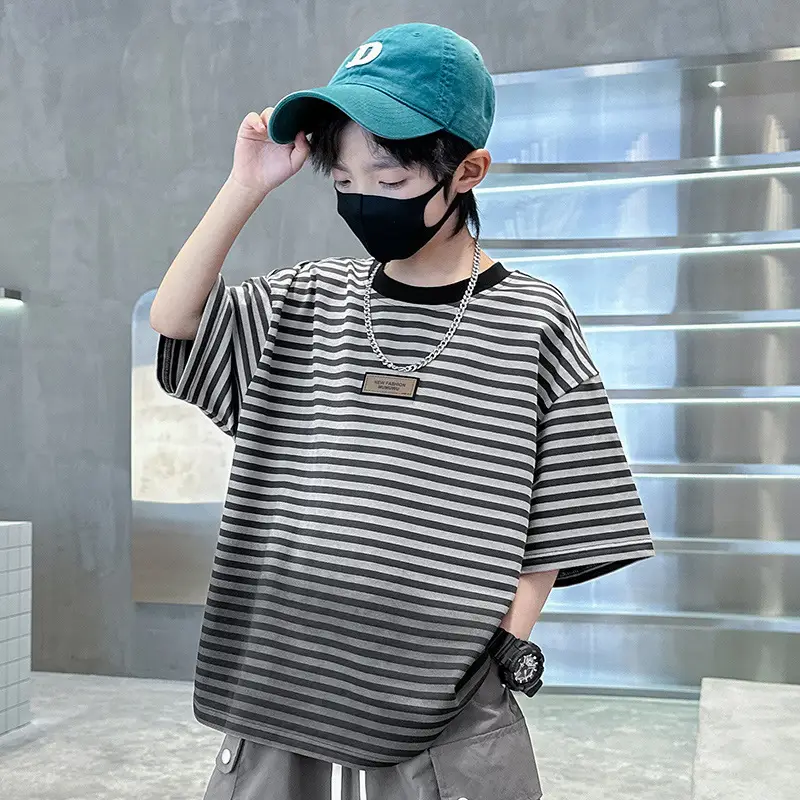 Boys Striped T-Shirt 2025 Summer Casual Wear - Image 2