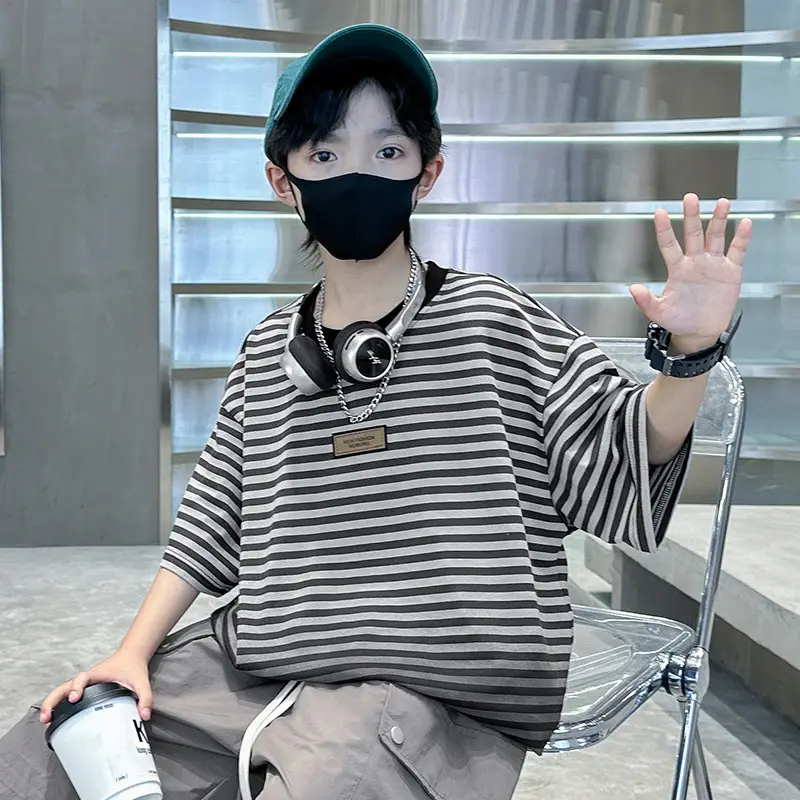 Boys Striped T-Shirt 2025 Summer Casual Wear - Image 3