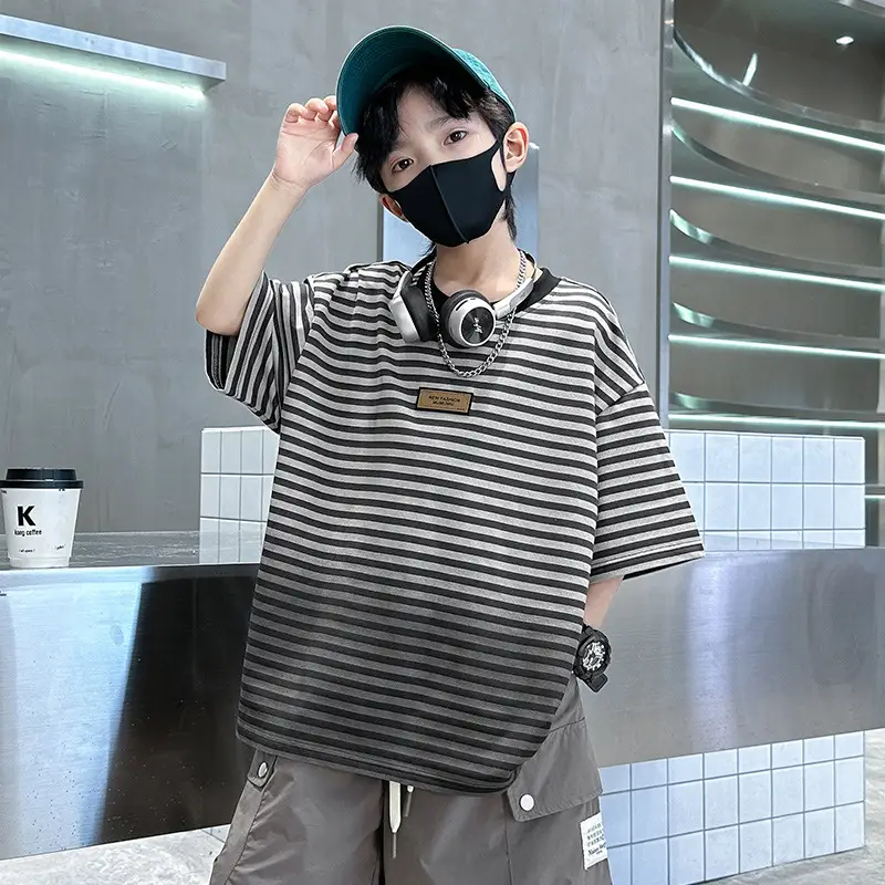 Boys Striped T-Shirt 2025 Summer Casual Wear - Image 4