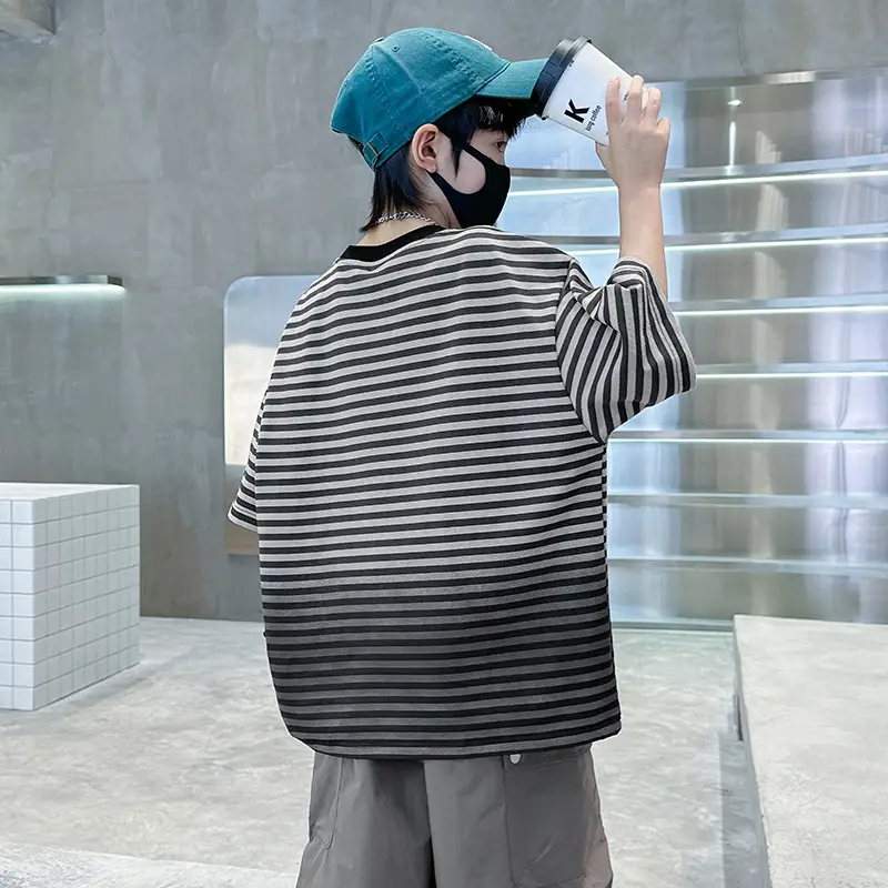 Boys Striped T-Shirt 2025 Summer Casual Wear - Image 5