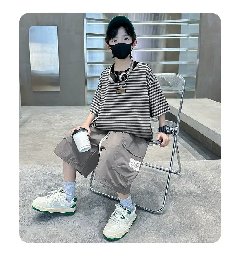 Boys Striped T-Shirt 2025 Summer Casual Wear — feature 10