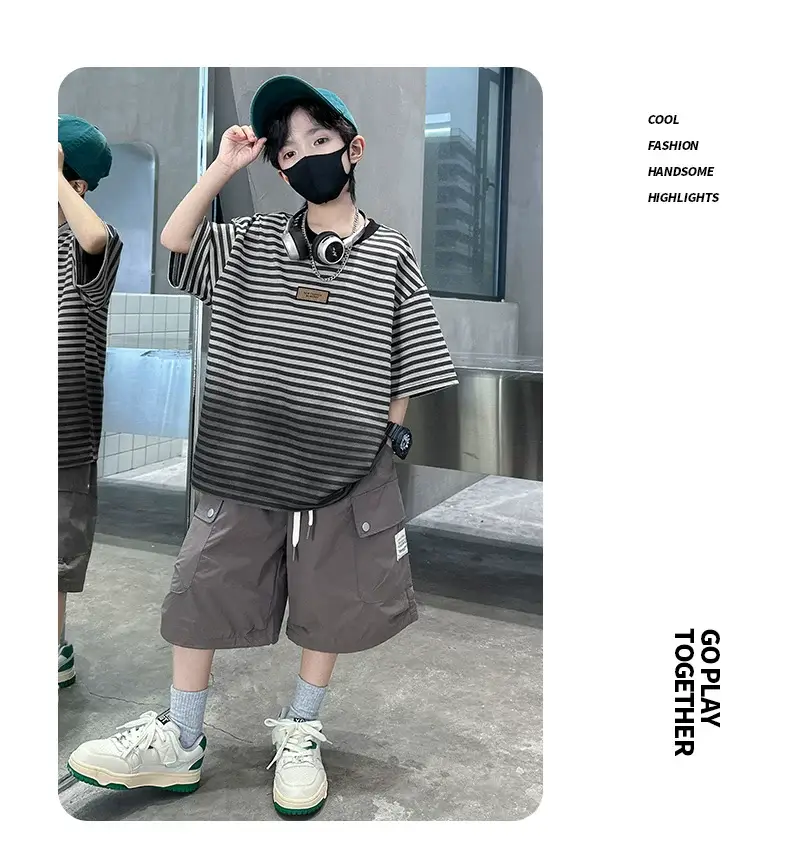 Boys Striped T-Shirt 2025 Summer Casual Wear — feature 11