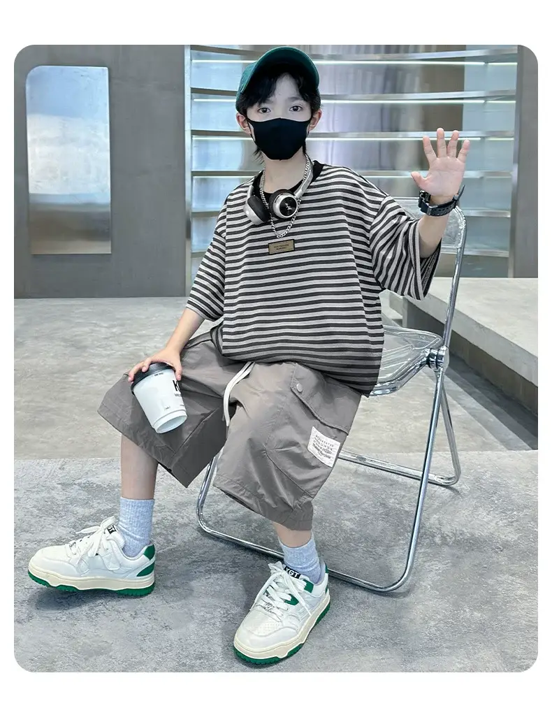 Boys Striped T-Shirt 2025 Summer Casual Wear — feature 12