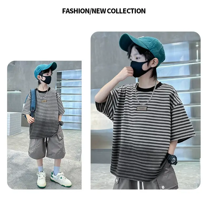 Boys Striped T-Shirt 2025 Summer Casual Wear — feature 13