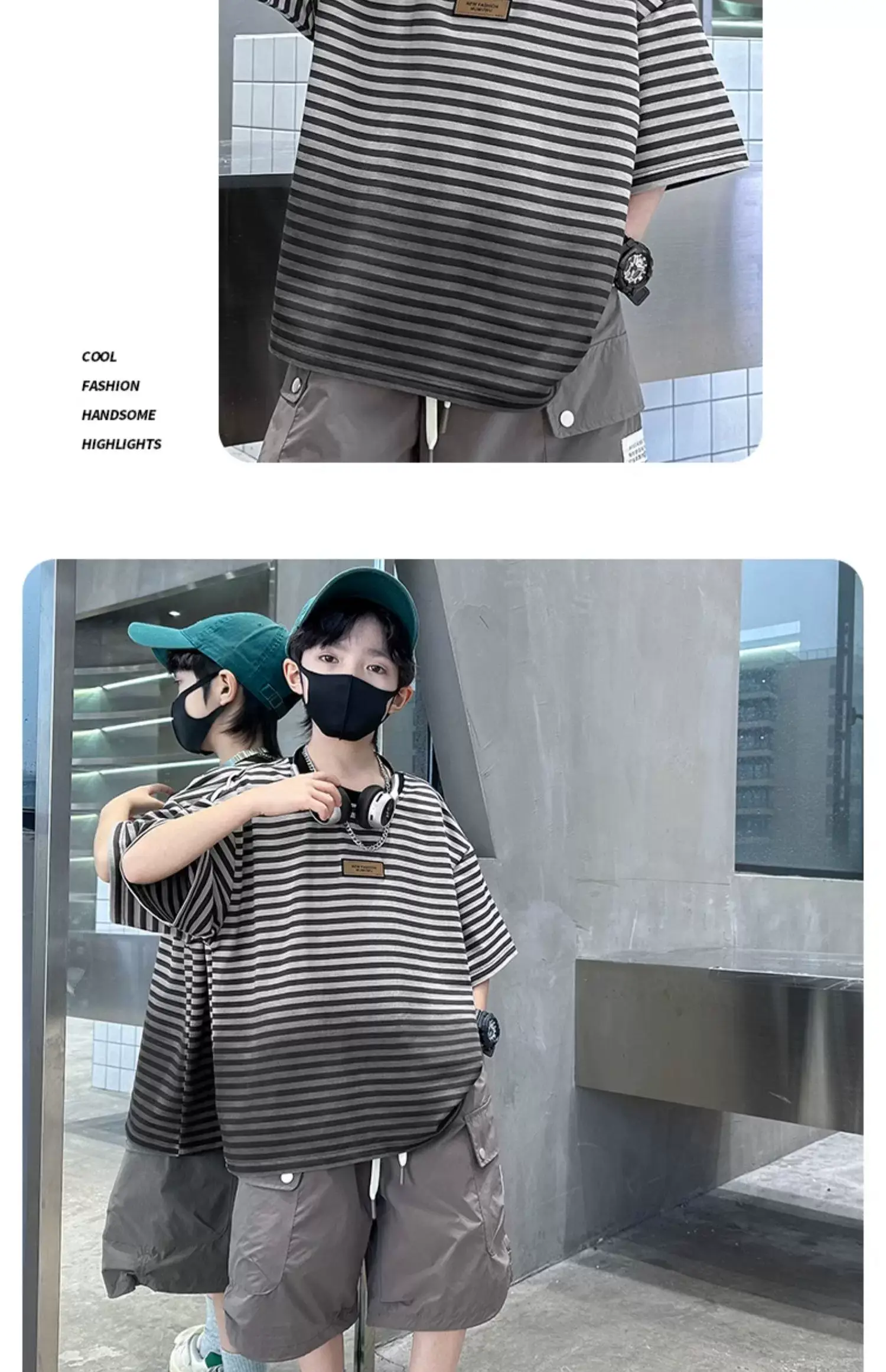 Boys Striped T-Shirt 2025 Summer Casual Wear — feature 15